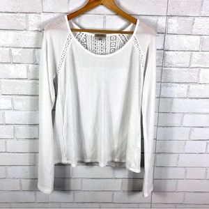 Lucky Brand Blouse. Waffle thermal, Crochet